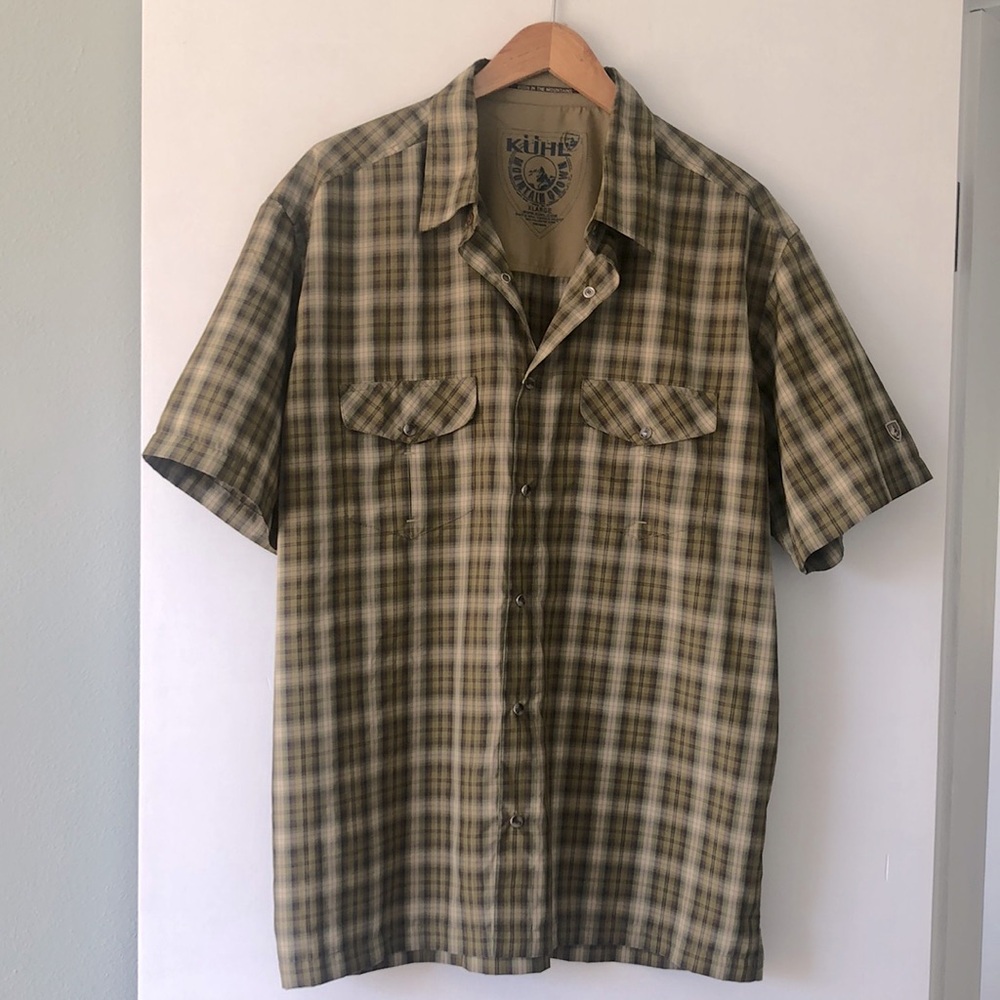 Kuhl men's plaid short sleeve snap buttoned shirt